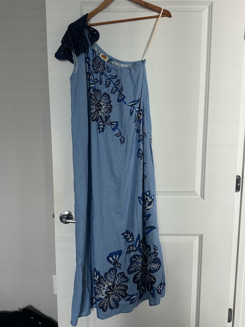 FARM Rio Blue One-Shoulder Floral Maxi Dress